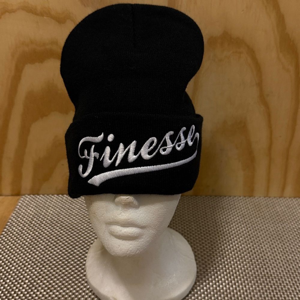 FINESSE* WAFFLE BLACK BEANIE Brand New
